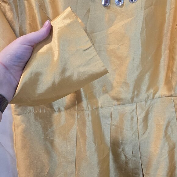 Vintage Mystique Collection By Ben Marc Dress Gold Size 20 Gems Church Dress - Picture 4 of 8